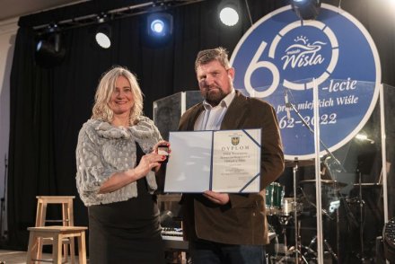 Koncert Noworoczny Miasta Wisła - Prezes PTTK oddział Wisła Izabela Rudzińska z mężem